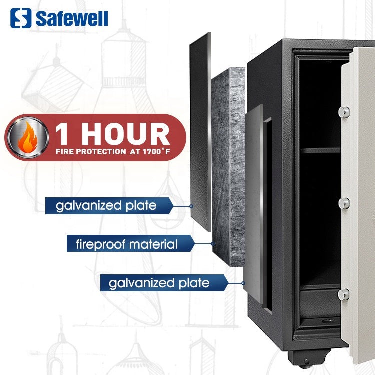 SAFEWELL  Caja fuerte con sistema digital, con llave y protección contra incendios