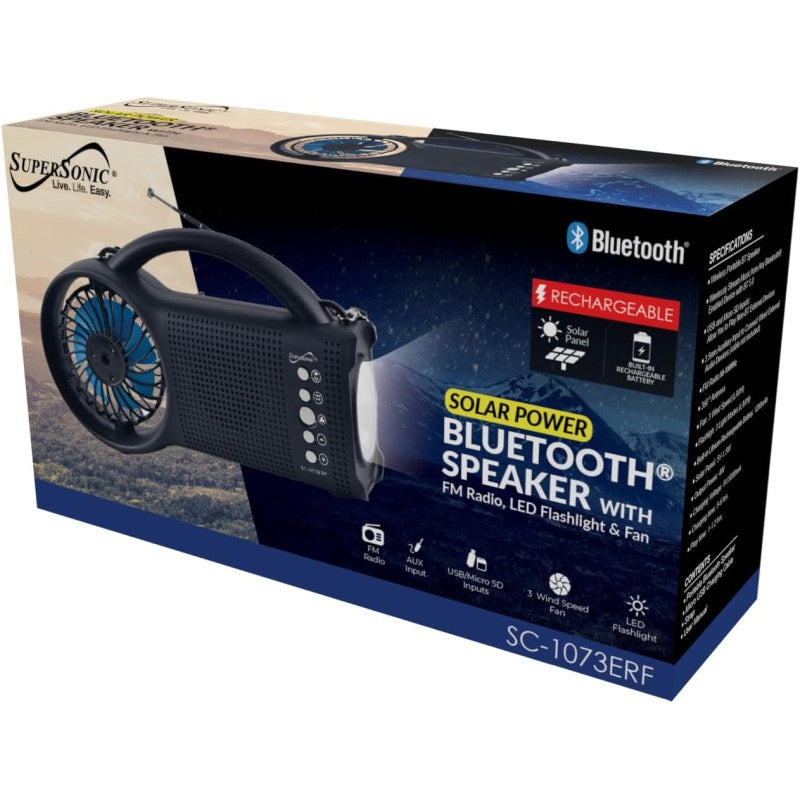 Ventilador de 3" y radio 2 en 1 con bluetooth y recargable MARCA SUPERSONIC