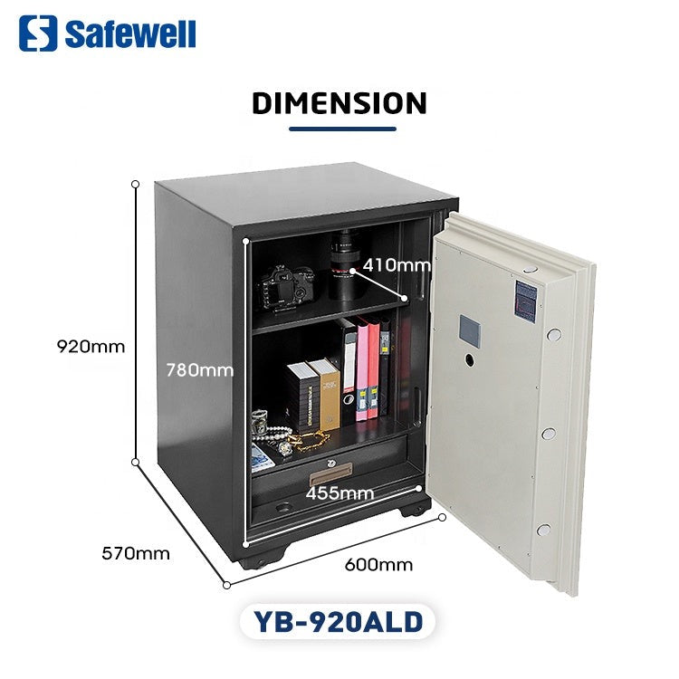 SAFEWELL  Caja fuerte con sistema digital, con llave y protección contra incendios